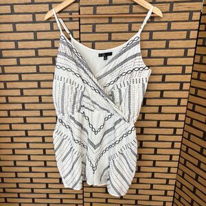 C. Luce White Beaded Romper Size Large